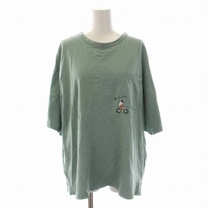  Journal Standard JOURNAL STANDARD 21SS HOLIDAY EMB big Silhouette pocket T-shirt cut and sewn short sleeves M green green 