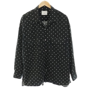 ニューターム nuterm Willie Square Dot Print Shirts ワークシャツ オープンカラー 長袖 総柄 M 黒 ブラック 白 ホワイト メンズ