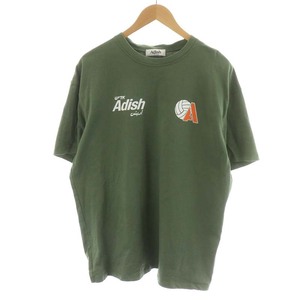 Adish アディッシュ Tシャツ カットソー 半袖 ロゴ XL 緑 グリーン /AN13 メンズ