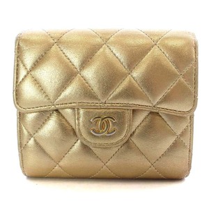 シャネル CHANEL マトラッセ 財布 三つ折り ココマーク ラムスキン ゴールド色 32番台 /YO24 ■OH レディース