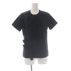 ノワールケイニノミヤ kei ninomiya コムデギャルソン AD2019 リボンTシャツ カットソー 半袖 S 黒 ブラック /HS ■OS レディース