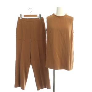 wim gadget Whim Gazette setup top and bottom no sleeve blouse pants strut F tea Brown /MI #OS lady's 