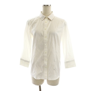  Burberry London BURBERRY LONDON shirt blouse noba check Logo embroidery 38 M white white /SY #OS lady's 