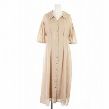 ジルスチュアート JILL STUART 20SS アマレットシャツワンピース フレア ミモレ ロング 五分袖 インナー付き 2 M ベージュ 092-0240011_画像1