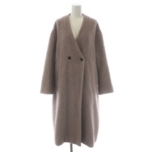 イエナ LA BOUCLE アルパカシャギーVネックコート ロング ダブル ノーカラー バックベルト ウール 36 S 17020914114040 /SI13_画像1