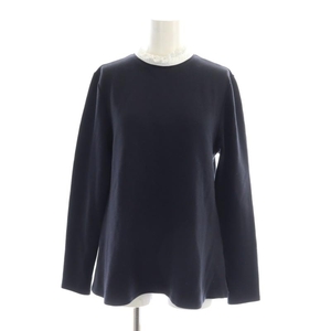  La Totalite La TOTALITE 22AW frill band color pull over cut and sewn long sleeve back fastener navy blue navy white 