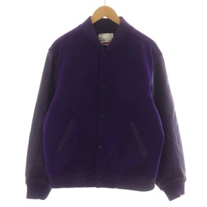 シュプリーム SUPREME 18AW Motion Logo Varsity Jacket Purple モーションロゴ ブルゾン ジャケット ウール レザー M 紫 パープル