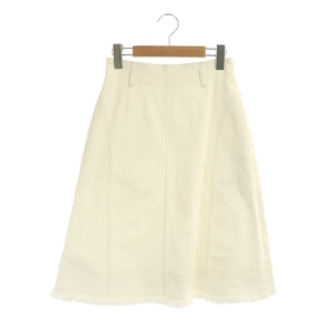  Foxey FOXEY cut off skirt Denim skirt pcs shape knees height fringe stretch 38 white white 39699 /ES #OS lady's 