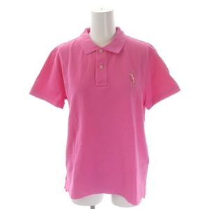  Ralph Lauren RALPH LAUREN pink po knee Pink Pony hose embroidery deer. . polo-shirt short sleeves M pink /MF #OS lady's 