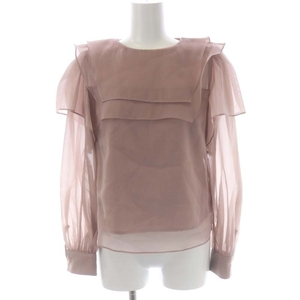 ハーリップトゥ 22AW Bow-Tie Organdy Blouse ボウタイ オーガンジー ブラウス 長袖 フリル S スモークピンク /MI ■OS レディース