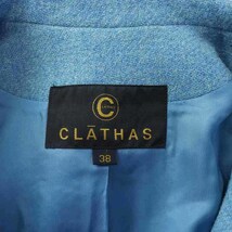 クレイサス CLATHAS ワンピース ミモレ ロング ステンカラー ウール 七分袖 38 M 青 ブルー /AT4 レディース_画像4
