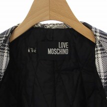 ラブモスキーノ LOVE MOSCHINO 中綿ジャケット アウター ジップアップ スタンドカラー チェック ベルトデザイン I42 M 白 黒_画像4