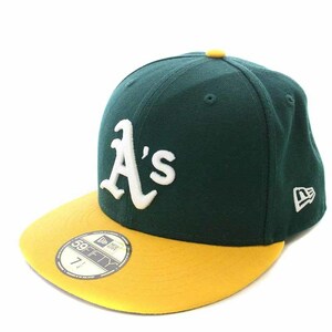ニューエラ 59FIFTY MLBオンフィールド オークランド アスレチックス ホーム オーセンティックコレクション 帽子 7 1/4 57.7cm 緑 黄色