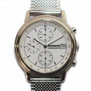 ロンソン RONSON 腕時計 ウォッチ クォーツ デイト クロノグラフ 白文字盤 ホワイト シルバー色 /IR ■GY18 メンズ