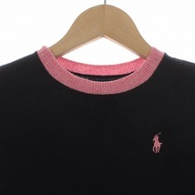 ポロ ラルフローレン POLO RALPH LAUREN ニット セーター 長袖 ラウンドネック ロゴ刺繍 ウール 7 130cm 紺 ネイビー ピンク キッズ_画像4