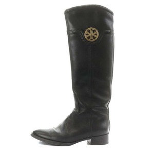 トリーバーチ TORY BURCH ロングブーツ ヒール レザー 6M 23.0cm 黒 ブラック /AN19 ●D レディース