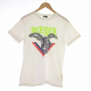 ディーゼル DIESEL Tシャツ カットソー 半袖 クルーネック ロゴ プリント M 白 ホワイト 00SW7D-T-DIEGO-A4-0BASU /XZ ■GY03 メンズ