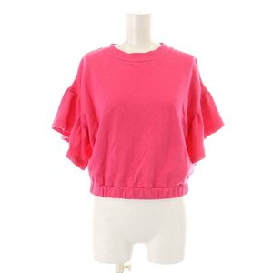  Alice oli Via alice + olivia sweat sweatshirt short sleeves flair sleeve crew neck short S pink /NW42 lady's 