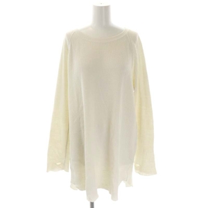  Anne used UNUSED thermal long sleeve cut and sewn tunic round Hem 0 eggshell white /ES #OS lady's 
