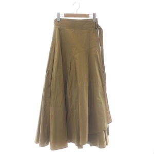 エイトン ATON BELTED WRAP SKIRT ラップスカート フレア ロング 2 茶 ブラウン /MF ■OS レディース