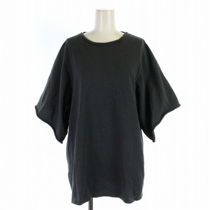 プラージュ Plage de charme 21SS wide sleeve Tシャツ カットソー 五分袖 クルーネック コットン F チャコールグレー