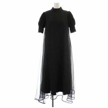 アメリヴィンテージ Ameri VINTAGE 21SS FLUFFY MACARON DRESS ロングワンピース モックネック ニット切替 半袖 S 黒_画像1