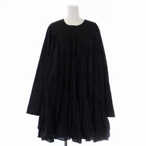 マーレット Merlette SOLIMAN DRESS コットンティアードミニワンピース 長袖 クルーネック S 黒 ブラック 9910300018 /BM レディース_画像1