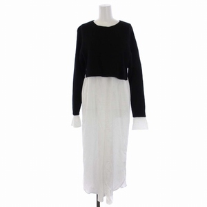 エンフォルド ENFOLD 20AW Firm Wool Combination DRESS ファームウールコンビネーションドレス ワンピース 長袖 S 黒 白 レディース