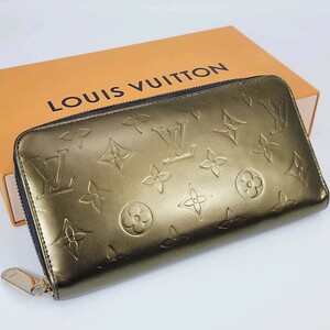 【金運 開運】ルイヴィトン　LOUIS VUITTON　ヴェルニ　ジッピーウォレット　モノグラム　ゴールド　金　ラウンド　財布　風水　美品　1円