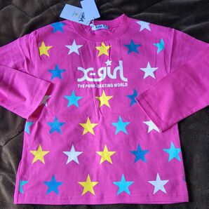 x-girl stages☆星総柄長袖Tシャツ　130　ピンク系