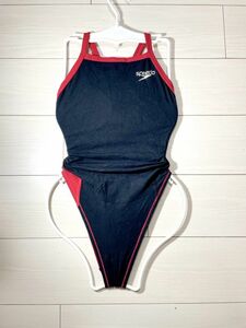 33スピード女子競泳水着L★エンデュランスSD54T02★パイピング黒ブラック赤レッド★ハイレグオープンバック