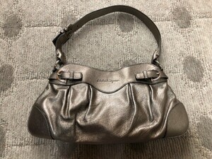  Salvatore Ferragamo gun chi-ni handbag shoulder leather metallic bronze series Mini 