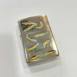 1円~ 火花確認済み ZIPPO ジッポー ZIPPO オイルライター 魚 フィッシュ 銀 シルバー系