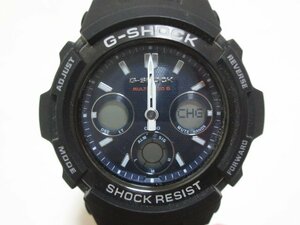 XA824◇カシオ G-SHOCK マルチバンド6 タフソーラー メンズ腕時計 AWG-M100SB アナデジ 2針 ブラック 紺文字盤 防水 / CASIO / 現状渡し