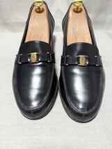 Ferragamo ヴァラ ビットローファー 26.5cm 8.5EE 黒 ブラック 革靴 レザーシューズ ドレス ビジネス イタリア製 金 ゴールド ラバーソール_画像4