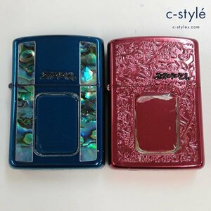 A386a [未使用品] ZIPPO ジッポー オイルライター アーマーケース 2種 メタリックブルー メタリックレッド 喫煙具 煙草 タバコ | その他 K