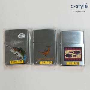 A380a [未使用品] ZIPPO ジッポー 1991年製 魚 ブラックバス LIZARD ISLAND 喫煙具 煙草 タバコ 計3点 | その他 O