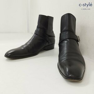 A327b [人気] BURBERRY BLACK LABEL バーバリーブラックレーベル ショートブーツ 27 ブラック レザー ベルト BKA30-030 | シューズ G