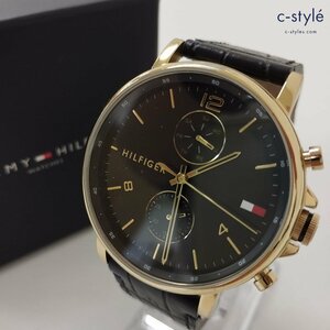 A455a [動作品] TOMMY HILFIGER トミーヒルフィガー 腕時計 ゴールド×ブラック 1710417 | ファッション小物 N