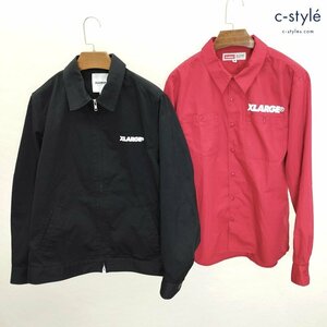 D365b [セット] XLARGE エクストララージ ジャケット ワークシャツ M ブラック レッド 01163516 001151406 ジップアップ 長袖 | アウター G