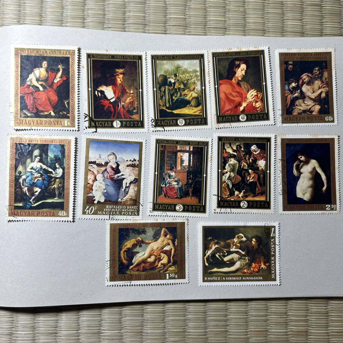 Timbre Timbre hongrois 1970 Timbre peinture Musée national de l'art occidental de Budapest Rocca, 12 tableaux de peintres italiens comme Frini, antique, collection, timbre, carte postale, L'Europe 