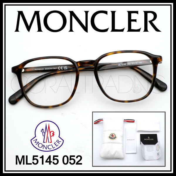 23493★新品本物！MONCLER ML5145 052 べっ甲柄 モンクレール セルフレーム メガネ キーホールブリッジ メンズ レディース クラシカル