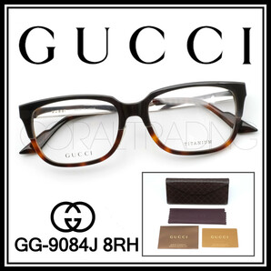 23507★新品本物！GUCCI GG-9084J 8RH ダークグレー/べっ甲柄 アジアンフィットモデル メタルテンプル グッチ チタン製 高級メガネ 眼鏡