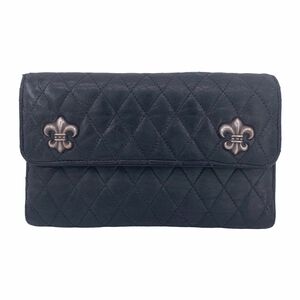 [ б/у ] CHROME HEARTS Chrome Hearts #4 wave бумажник BS flair стеганое полотно длинный кошелек кожа 23028248 AO