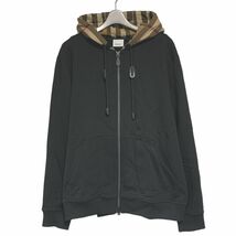 【中古】 BURBERRY バーバリー チェックトリム コットン ジップフーディー L 8055868 ブラック パーカー 23033001 RS_画像2