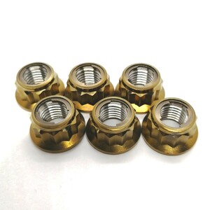 64 titanium 12 Point flange lock nut M10 P1.25 6 piece titanium alloy Ti6Al4V 12 angle bai hex 