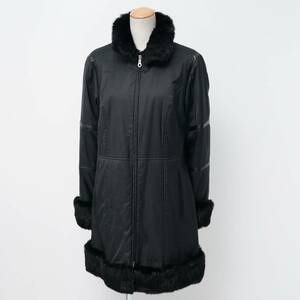 GP0656☆ランバンスポール LANVIN SPORTS ラビットファー 中綿コート ジャケット Aライン ブラック系 サイズ38