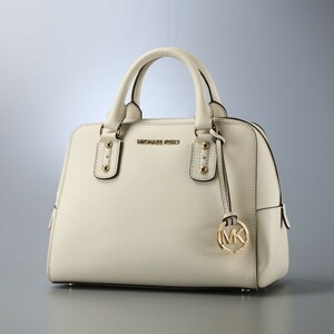 MF9162△*マイケルコース MICHAEL KORS*サフィアーノ レザー*ハンドバッグ*ミニボストン 手提げ*鞄*アイボリー系 ゴールド金具