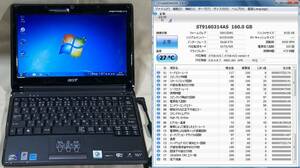 可動ジャンク acer Aspire one ZG8/ATOM N270/2GB/160GB/No1653