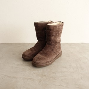 //アグ UGG *サイドジップムートンブーツ 37/23*ダークブラウンレザー皮革シューズ靴ショートブーツ(sha88-2311-91)【20L32】